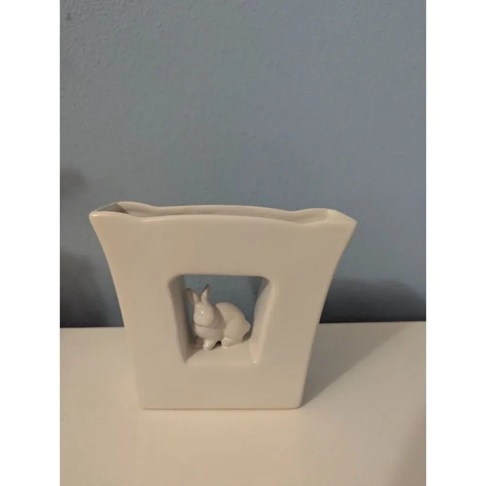 White Hiding Bunny Vase Seasons of Cannon Falls
